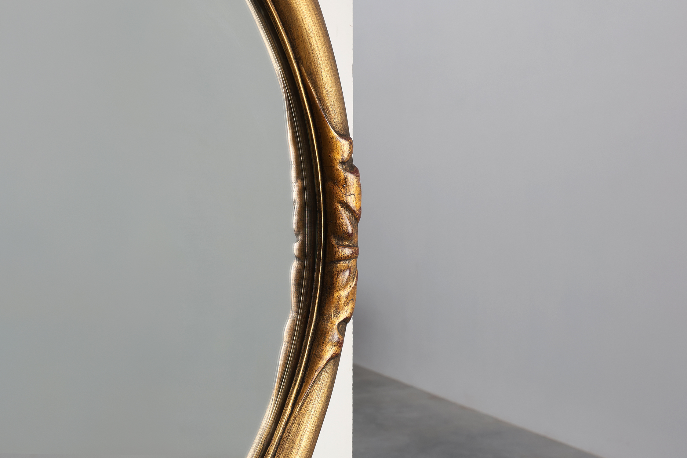 Art Deco oval gilt oak mirror, Belgium 1920sthumbnail